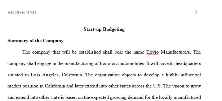 Summarize the type of manufacturing company you plan to start up and determine how you will design the value chain