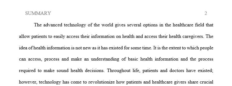 The Impact of Health Literacy on a Patient’s Decision to Adopt a Personal Health Record