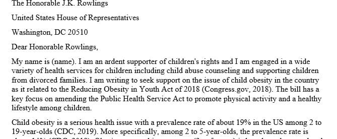 What is an advocacy letter and what is its purpose in public health policy