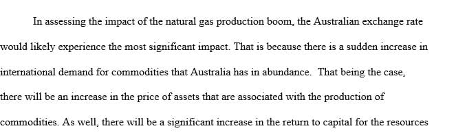 Which country's exchange rate would most likely be impacted by the natural gas production boom