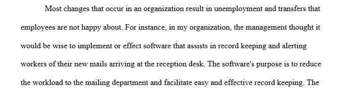 Write around 300 words about change management process