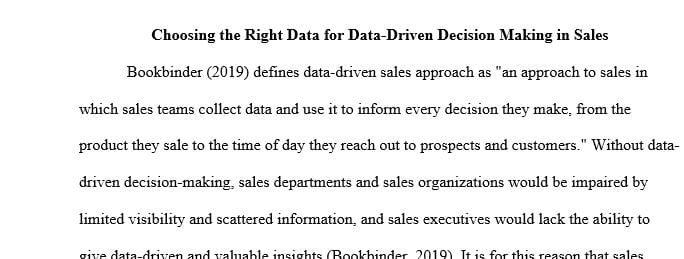 Choose one part of the process and discuss what data you would need to analyze to inform business decisions and why.