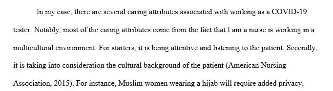 Describe caring attributes of the culture where you currently practice.