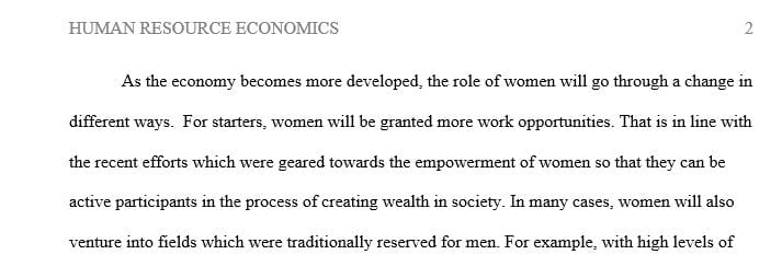 Explain how the role of women will change as their country becomes more economically developed.