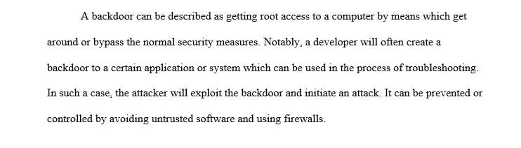 Explain the method in detail and provide suggested prevention controls.