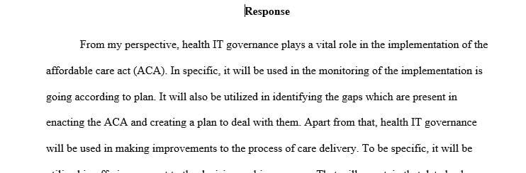 Health IT Governance and the Affordable Care Act