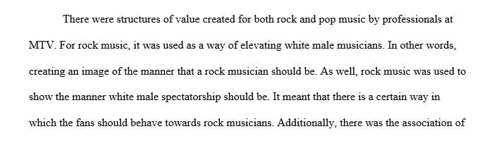 How industry MTV professionals positioned Rock and Pop.