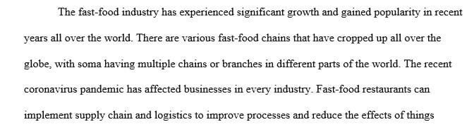 Identify and apply Logistics and Supply Chain Management concepts tools to suggest supply chain process logistics performance priorities.