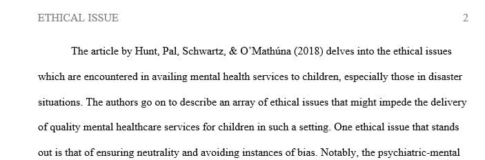 Review literature for moral/ethical issues encountered by a PMHNP.