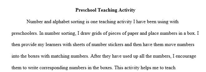 Share some of the ideas for activities that focuses on one of these topics-health, safety or nutrition.