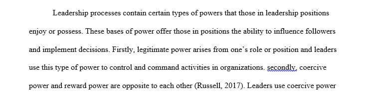 What types of power are there within leadership processes