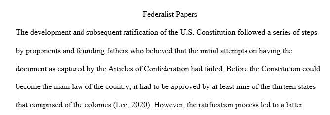 Write a 2-page paper on the Federalist Papers.