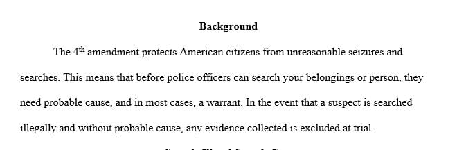 Write a brief essay(350-400 words) describing that case and how it relates to this week's topic (Search Warrants Investigations).