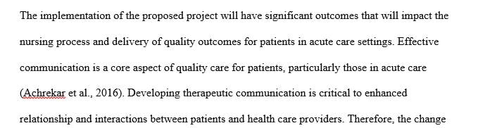 Write a list of three to five outcomes for your proposed intervention.