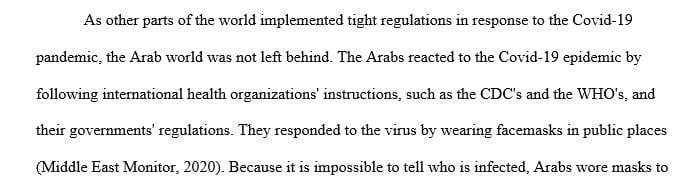 Write a paragraph on Arabs are reacting to the COVID-19 crisis by using own words