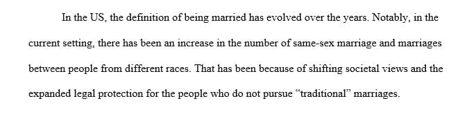 Write a rough draft essay about Marriage in the US