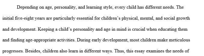 Compare the physical assessments among school-aged children.