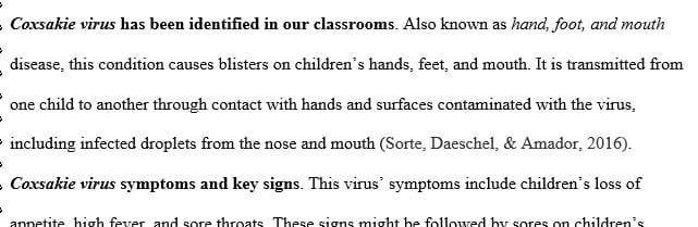 Create a handout for the parents in your class about the outbreak.