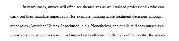 Describe how the nursing profession is viewed by the general public.