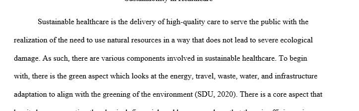How do you define sustainability in health care