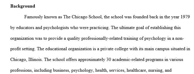 Identify an educational organization with whom you are associated or look for an educational organization to be studied using the ProQuest Newsstand