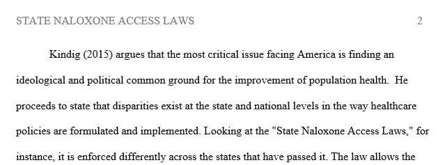 Identify or choose one health care law or policy at the local state or national level