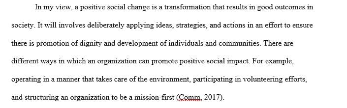 Implementing Positive Social Change From an Organizational Perspective