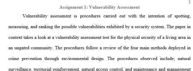 Perform a Vulnerability Assessment of your place of employment or living area