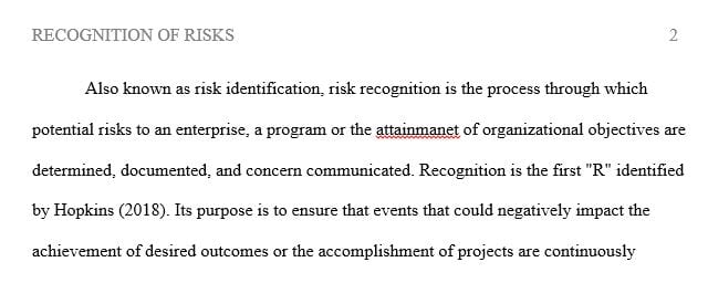 Pick one of the 8 Rs and briefly discuss why you think it is a useful risk management tool.