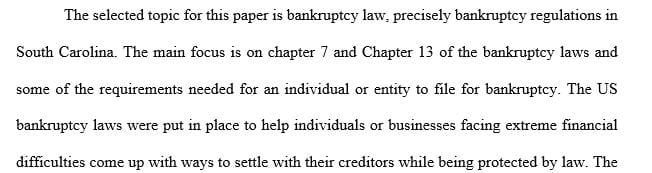 Research and analyze one law or regulation related to the topic you selected.