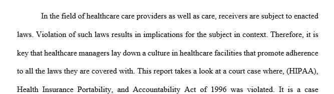 Select a court case where one of these health care laws was violated.