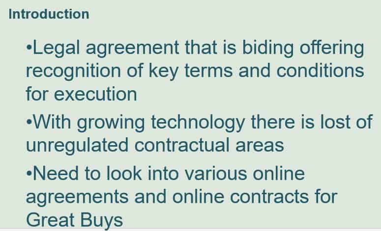 Speaker notes that provides answers to Great Buys’ concerns, as well as recommendations for specific contract clauses or language.
