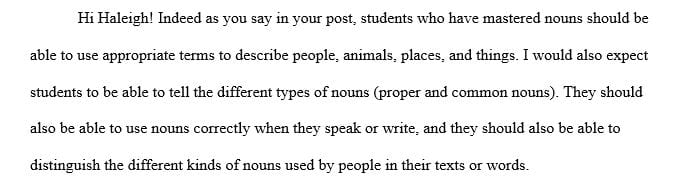 What are the important nouns and verbs in the standard you have selected
