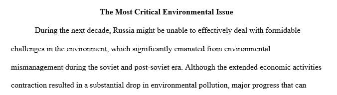 What might be some solutions that you can imagine if you were advising the president of Russia on the environmental problems of his country