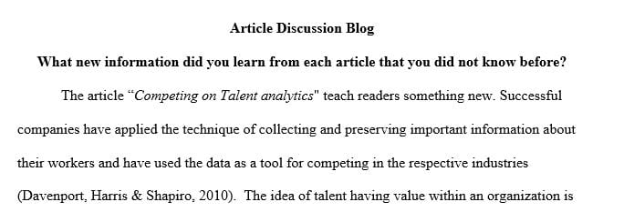 What new information did you learn from each article that you did not know before