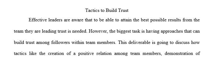 What tactics can be used to build trust among followers in a team environment