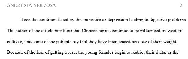 Write 1-2 paragraphs on whether you see their condition as primarily depression leading to digestive problems