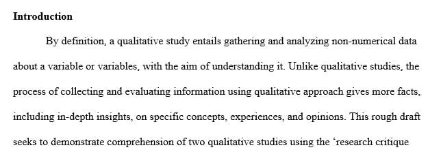 Write a critical appraisal that demonstrates comprehension of two qualitative research studies