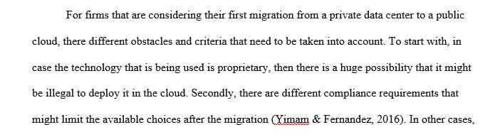 Write a paper discussing the obstacles difficulties and other criteria that should be considered when migrating infrastructure