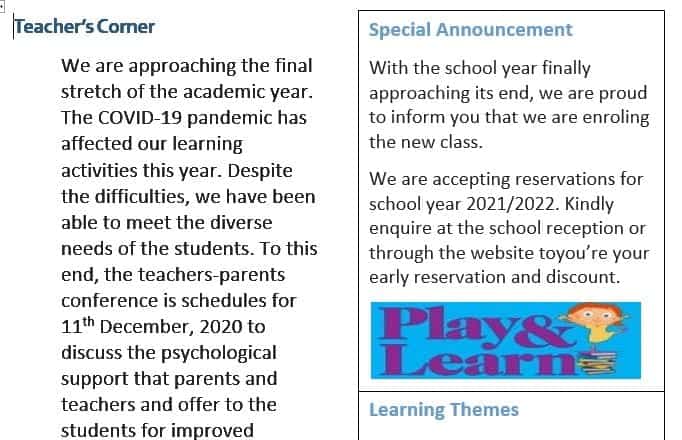Write an awesome newsletter that keeps your preschool parents informed.