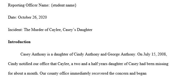 Write an offense report based on the facts of the case