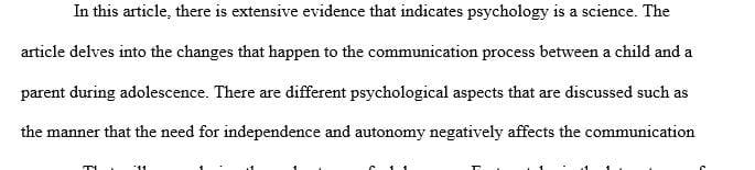 Analyze psychology as a science as it is presented in your chosen article and explain why you have decided to focus on this particular topic.