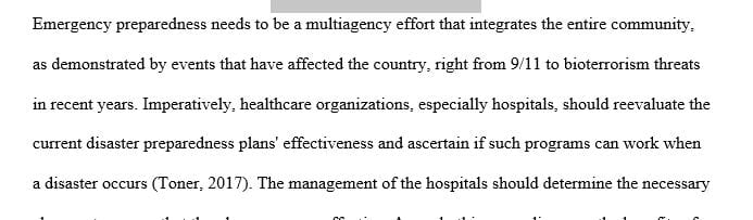 Discuss the benefits of a disaster preparedness plan in a hospital or public health organization