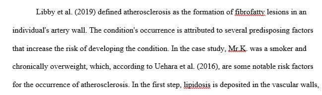 Discuss the development of atherosclerosis, including the predisposing factors in this case
