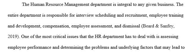 Examine the HRM Experience Performance Diagnosis on page 335 of our course text book.