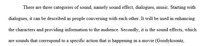 Explain how the different categories of sound are used in your chosen film.