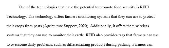 Identify one technology that seems to have the greatest potential positive effect on food security.
