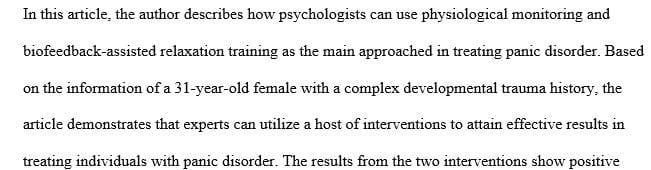 Write a couple of paragraphs about things you learned about the treatment of panic disorder