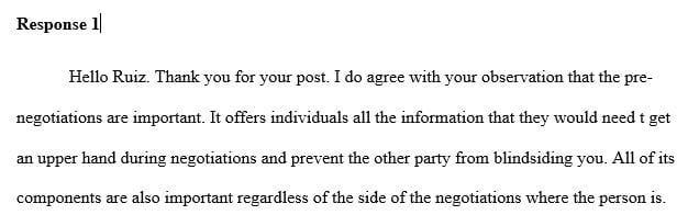 After reading through the article the key points that stood out to me all came from the pre negotiation section