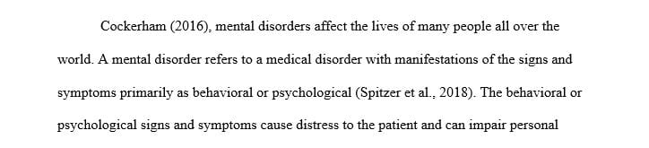 Conduct a literature review on a specific disorder or problem in living covered in the assigned readings.